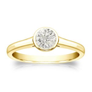 Round-Cut Diamond Solitaire Bezel Ring - Yaffie Gold, 1/3ct TDW