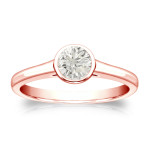 Bezel-Ring with Round-Cut 1/3ct TDW Yaffie Gold Diamond Solitaire