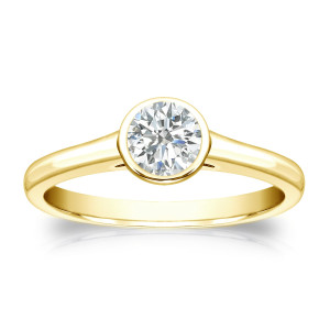 Gold Yaffie Bezel Engagement Ring with a Round 1/3ct TDW Diamond Solitaire