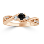 Yaffie ™ Customised Twisted Black Diamond Engagement Ring with 1/3ct TDW in Gold