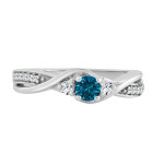 Blue Diamond Engagement Ring with a Twisted Yaffie Gold 1/3ct TDW Sparkle