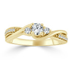 Sparkling Yaffie Gold Twisted Engagement Ring with 1/3 Carat of Diamonds
