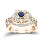 Braided Bridal Set with Blue Sapphire & Diamond Sparkle - Yaffie Gold
