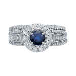 Clustered Brilliance: Yaffie Gold Sapphire and Diamond Bridal Ring Set