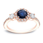 Sapphire and Diamond Engagement Ring in Yaffie Gold, Sparkling with 3/4ct Total Weight.