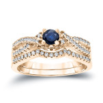 Braided Bridal Set: Yaffie Gold Blue Sapphire & Diamond (1/4 ct each)