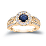 Sparkling Blue Sapphire and Diamond Cluster Ring with 1/4ct each