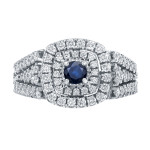 Engage in Glamour with Yaffie Gold Blue Sapphire Diamond Cluster Ring!