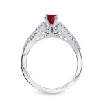 Braided Bridal Ring Set: Yaffie Gold with 1/4ct Ruby and Sparkling 1/4ct TDW Diamonds