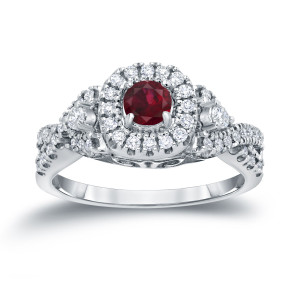 Ruby and Diamond Engagement Ring with 1/4ct Gold Yaffie Sparkle and 2/5ct TDW