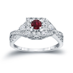 Ruby and Diamond Engagement Ring with 1/4ct Gold Yaffie Sparkle and 2/5ct TDW