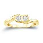 Shimmering Yaffie Gold 1/4ct TDW 2-Stone Diamond Ring - Perfect for Engagement!