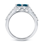 Blue Diamond Delight 1/4ct TDW 2-stone Round-cut Engagement Ring by Yaffie Gold