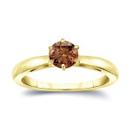 Introducing Yaffie Gold Alluring 1/4ct Brown Diamond Engagement Ring with a Classic 6-Prong Setting.