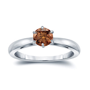 Introducing Yaffie Gold Alluring 1/4ct Brown Diamond Engagement Ring with a Classic 6-Prong Setting.