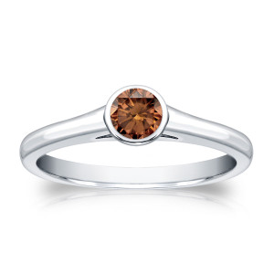 Engage in Elegance with Yaffie Gold Brown Diamond Solitaire Ring