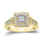 Sparkle Your Love with Yaffie Gold 1/4ct TDW Diamond Cluster Engagement Ring