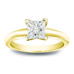 Gold V-End Solitaire Engagment Ring with Princess-cut 1/4ct TDW Diamonds by Yaffie