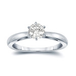 Golden Yaffie Engagement Ring featuring a 6-Prong Round-Cut Diamond of 1/4ct TDW.