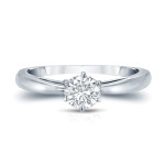 Gold Solitaire Engagement Ring with 1/4ct Round Diamond in 6-Prong Setting - Yaffie