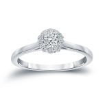 Sparkling Yaffie Gold Diamond Halo Engagement Ring, 1/4ct Total Weight