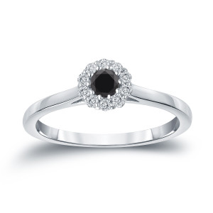 1/4 ct TDW Round Black Diamond Engagement Ring in Gold - Yaffie ™ Custom Design