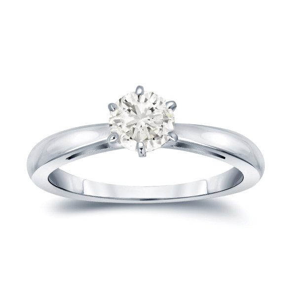 Gold 6-prong Solitaire Engagement Ring featuring a sparkling 1/4ct TDW Round-cut Diamond by Yaffie
