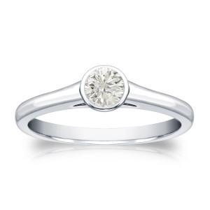 Gold 1/4ct TDW Round-cut Diamond Solitaire Bezel Engagement Ring - Custom Made By Yaffie™