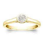 Golden Yaffie: Elegant 1/4ct TDW Diamond Solitaire Bezel Engagement Ring.
