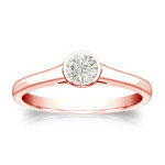 Golden Yaffie: Elegant 1/4ct TDW Diamond Solitaire Bezel Engagement Ring.