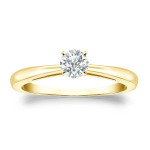 Golden Yaffie: Round Diamond Solitaire Engagement Ring with 1/4 ct TDW.