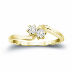 Golden Yaffie Two-stone Diamond Engagement Band with 1/4ct TDW
