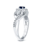 Sapphire Sparkle: 1/2ct TDW Diamond & 1/5ct Blue Sapphire Engagement Ring by Yaffie Gold