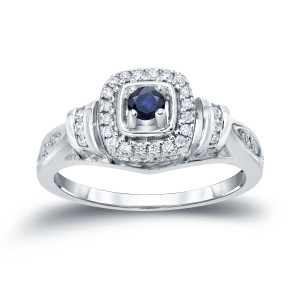 Sapphire & Diamond Engagement Ring with Yaffie Gold - 1/5ct Center Stone