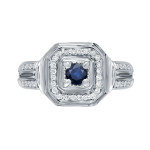 Yaffie Gold Blue Sapphire and Round Diamond Engagement Ring (1/5ct each)