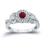 Engaging Yaffie Gold Ring with 1/5ct Ruby and 1/2ct TDW Diamond