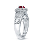 Golden Yaffie 1/5ct Ruby and 1/2ct TDW Round Diamond Halo Ring for Engagements