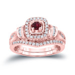 Gold & Diamond Bridal Set with Ruby Accent (1/5ct & 1/3ct TDW)