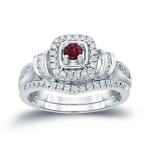 Glistening Yaffie Bridal Set with Ruby and Diamond Sparkle