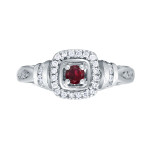 Ruby and Diamond Engagement Ring with Yaffie Gold Sparkle (1/5ct each)