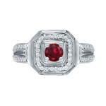 Gold and Diamond Engagement Ring with Ruby Accent (1/5ct) and Total Diamond Weight (1/5ct) by Yaffie