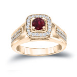 Engage in Elegance with Yaffie Gold Ruby and Diamond Ring