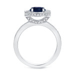 Blue Sapphire & Diamond Engagement Ring with Yaffie Gold