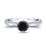 Custom Black Diamond Solitaire Engagement Ring - Handcrafted by Yaffie ™ - 1ct Gold, 6-Prong Round Cut