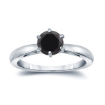 Custom Black Diamond Solitaire Engagement Ring - Handcrafted by Yaffie ™ - 1ct Gold, 6-Prong Round Cut