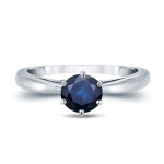 Blue Sapphire Solitaire Engagement Ring with a 1ct Round Cut Yaffie Gold Setting