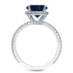 Gold Halo Ring with Stunning Blue Sapphire and Dazzling 0.5ct TDW Diamonds