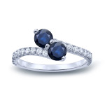 Blue Sapphire and Diamond Engagement Ring with Yaffie Gold Setting