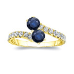 Gold & Sapphire 2-Stone Engagement Ring with Sparkling Diamond Accent (1ct & 1/2ct)