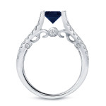 Blue Sapphire and Diamond Engagement Ring with Yaffie Gold, 1ct and 1/2ct TDW.